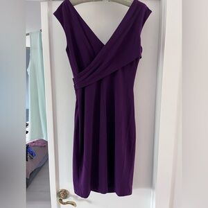Ralph Lauren Purple Ruched crossover dress sz 10